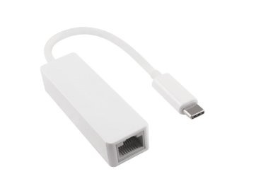 DINIC Adapter USB C Stecker/RJ45 Gbit LAN Buchse, 0,2m 10/100/1000 Mbps mit Auto-Erkennung, weiß
